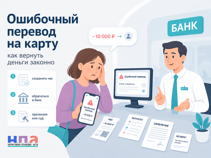 Ошибочный перевод на карту: как вернуть деньги законно