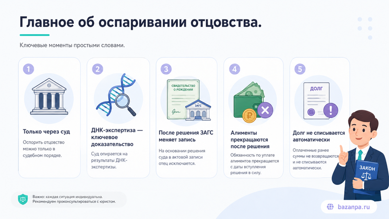 Оспаривание отцовства через суд ДНК-экспертиза, запись в ЗАГС и последствия для алиментов