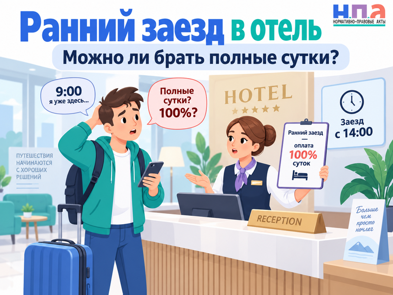 Отель требует полные сутки за ранний заезд законна ли такая доплата
