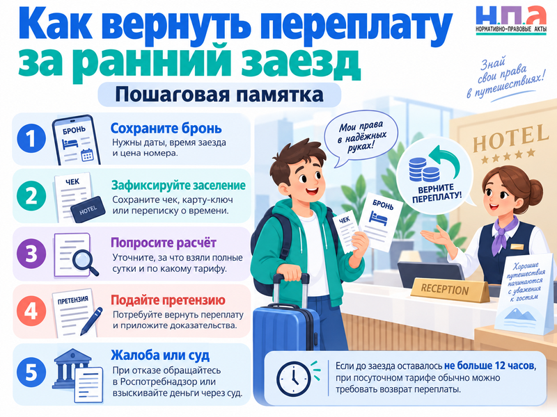 Отель требует полные сутки за ранний заезд законна ли такая доплата