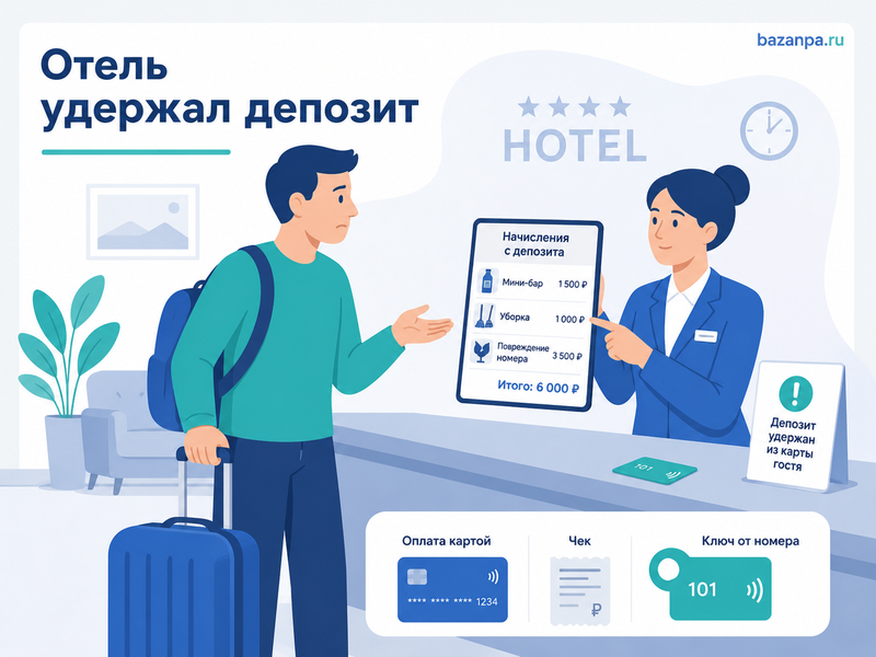 Отель удержал депозит за мини-бар, уборку или повреждение номера как оспорить списание