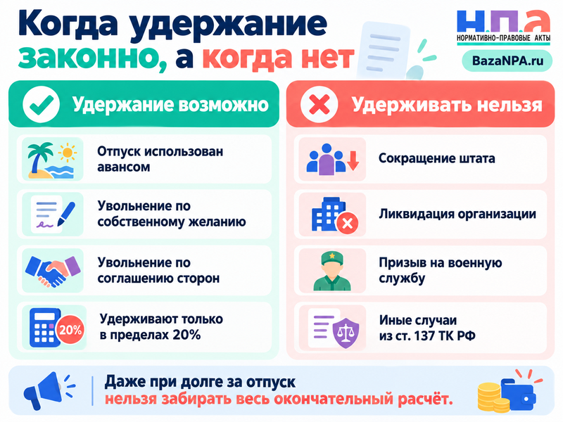 Отгулял отпуск авансом и увольняюсь - надо ли возвращать деньги
