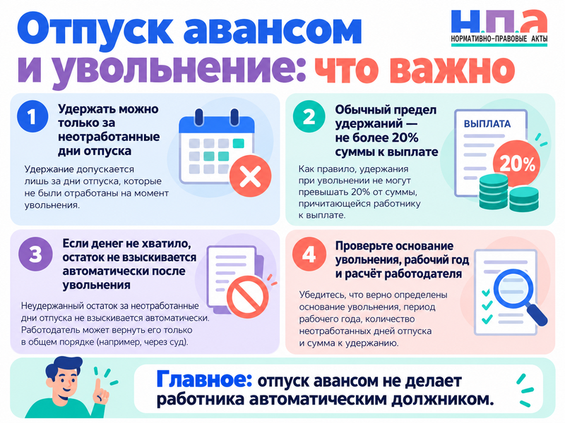 Отгулял отпуск авансом и увольняюсь - надо ли возвращать деньги
