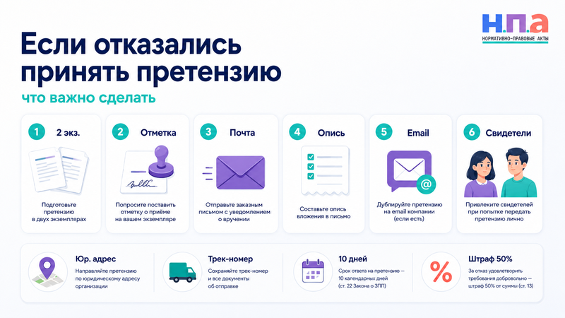Отказ продавца принять претензию как вручить документ и доказать обращение