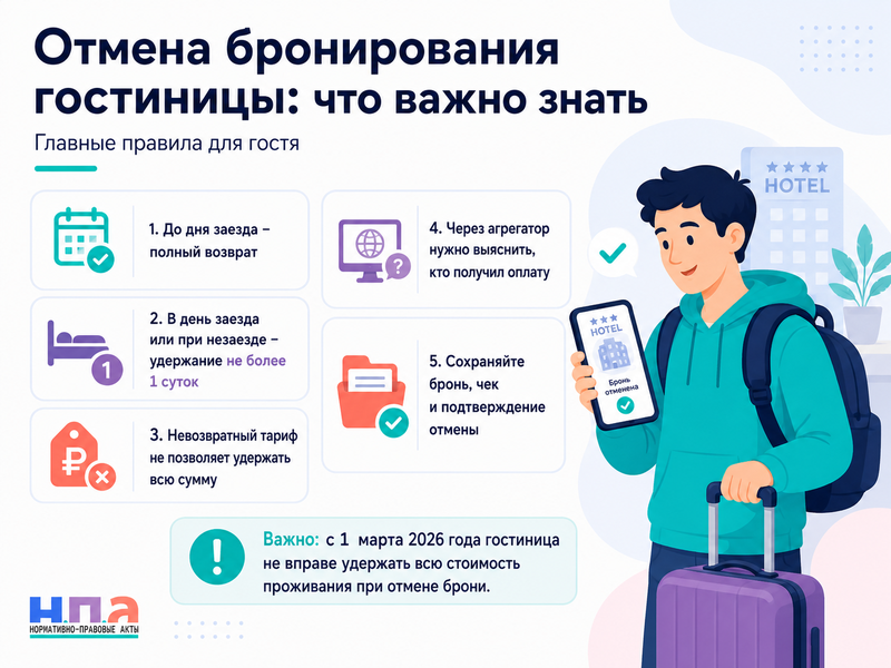 Отмена бронирования гостиницы когда должны вернуть предоплату в 2026 году