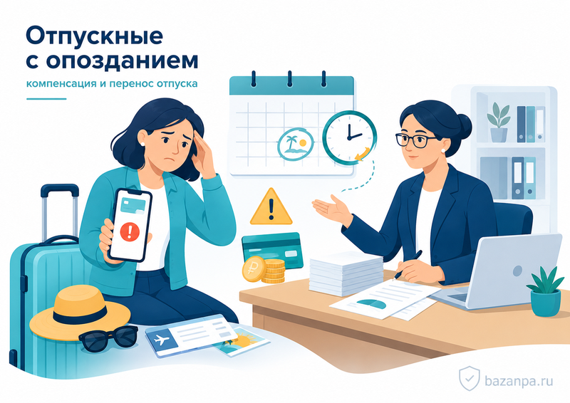 Отпускные выплатили с опозданием: компенсация и перенос отпуска