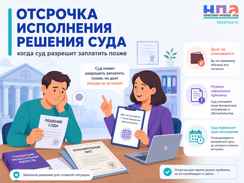 Отсрочка исполнения решения суда когда суд разрешит заплатить позже