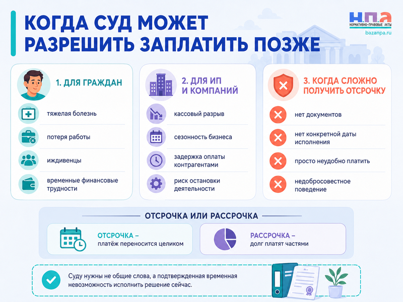 Отсрочка исполнения решения суда когда суд разрешит заплатить позже