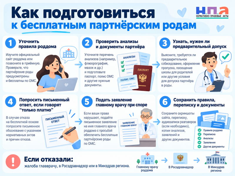 Партнёрские роды без платного контракта когда мужа обязаны пустить