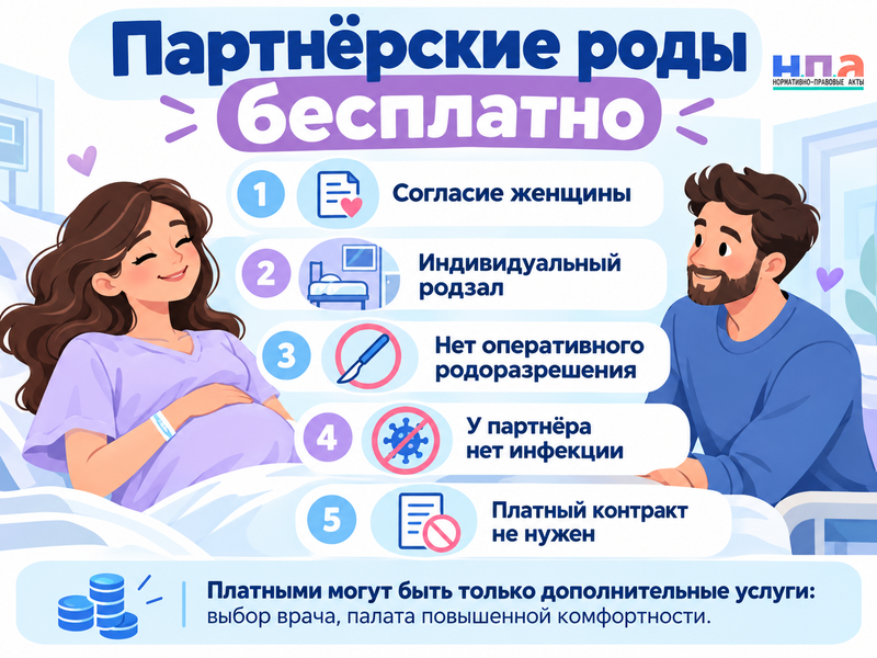 Партнёрские роды без платного контракта когда мужа обязаны пустить