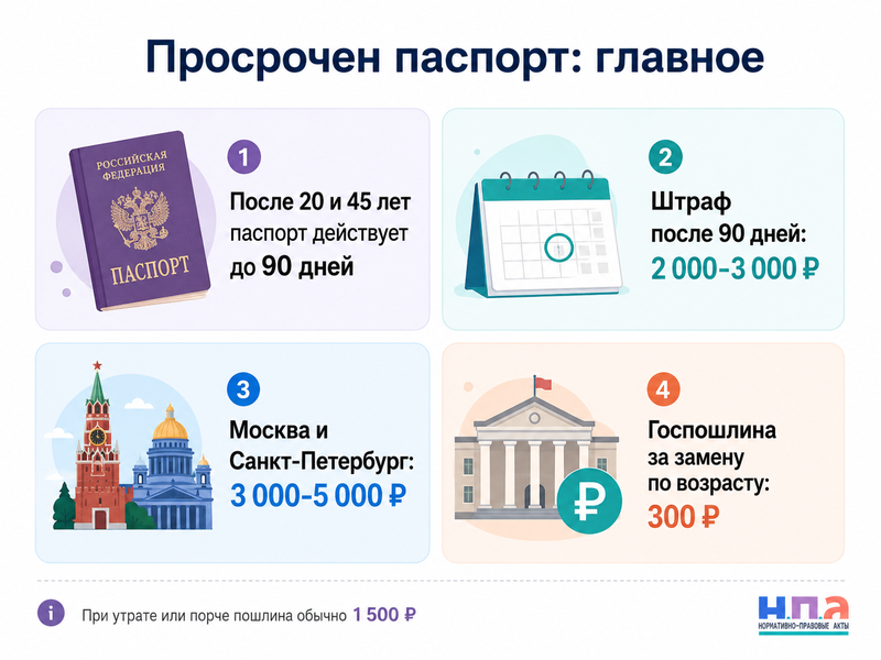Паспорт просрочен в 20 или 45 лет когда грозит штраф и как заменить документ