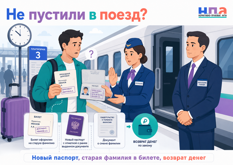 Пассажира не пустили в поезд после замены паспорта или смены фамилии как вернуть деньги