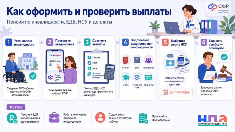 Пенсия по инвалидности и ЕДВ в 2026 году размеры, доплаты и документы