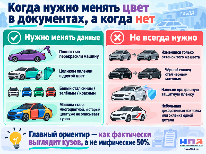 Перекрасил автомобиль или оклеил плёнкой - нужно ли менять документы