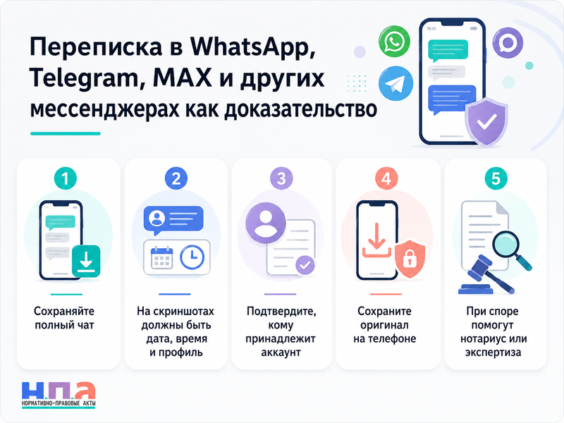 Переписка в WhatsApp, Telegram, MAX и других мессенджерах как доказательство в суде