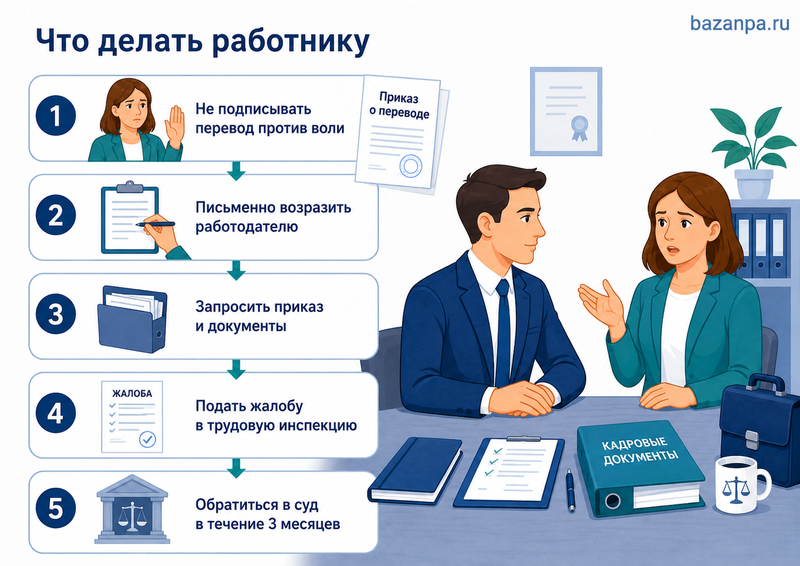 Перевод на другую должность без согласия работника права и порядок обжалования