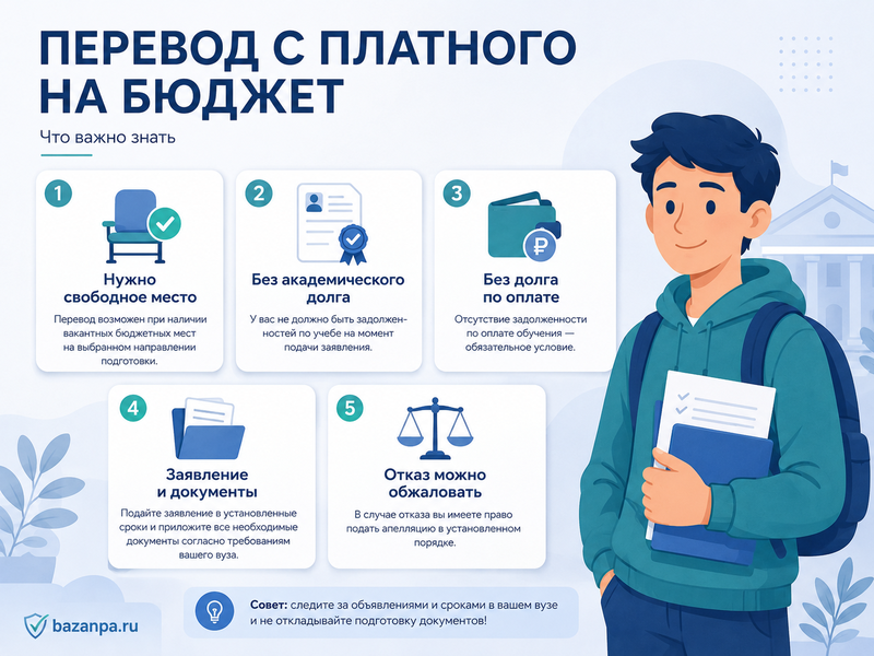 Перевод с платного обучения на бюджет в вузе или колледже