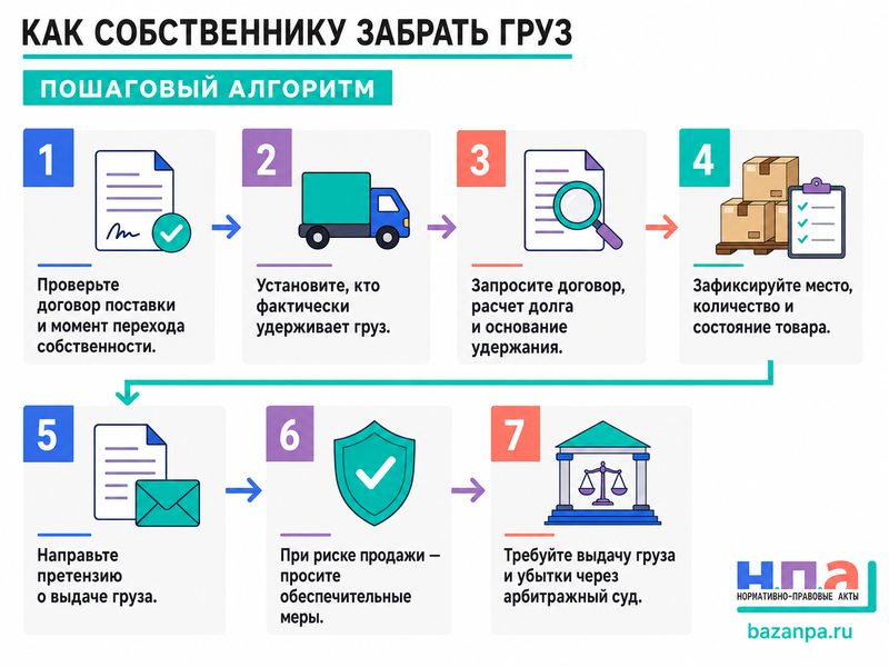 Перевозчик или терминал удерживает груз из-за долга отправителя что делать собственнику