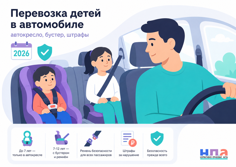 Перевозка детей в автомобиле в 2026 году автокресло, бустер и новые штрафы