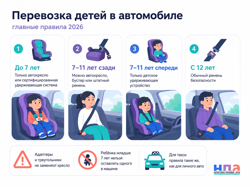 Перевозка детей в автомобиле в 2026 году автокресло, бустер и новые штрафы