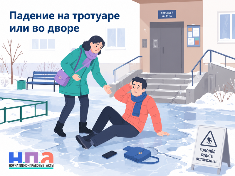 Пешеход упал на тротуаре, лестнице или во дворе кто отвечает за травму и как взыскать компенсацию