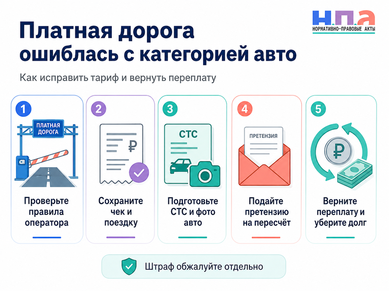Платная дорога неправильно определила категорию автомобиля как исправить тариф и вернуть переплату