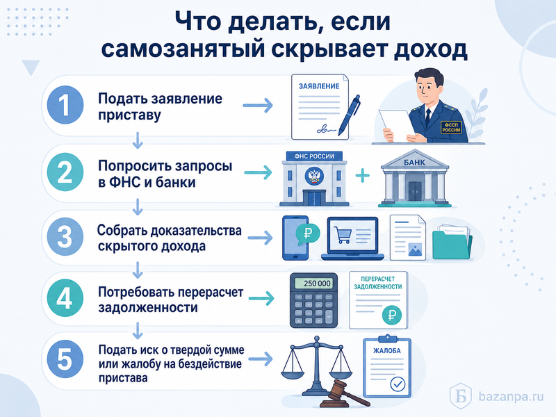 Плательщик алиментов зарегистрирован как самозанятый и скрывает реальные поступления