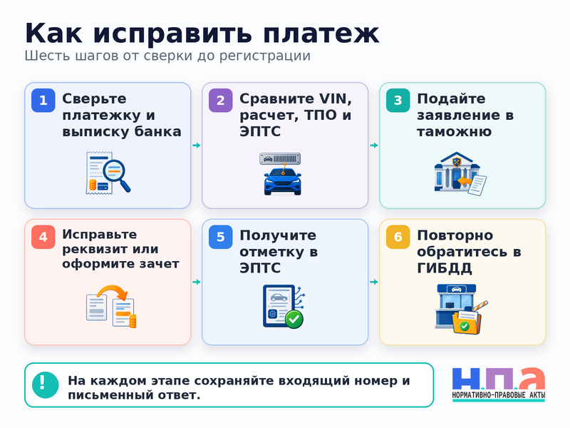Платеж по утилизационному сбору зачислили на другой VIN или плательщика