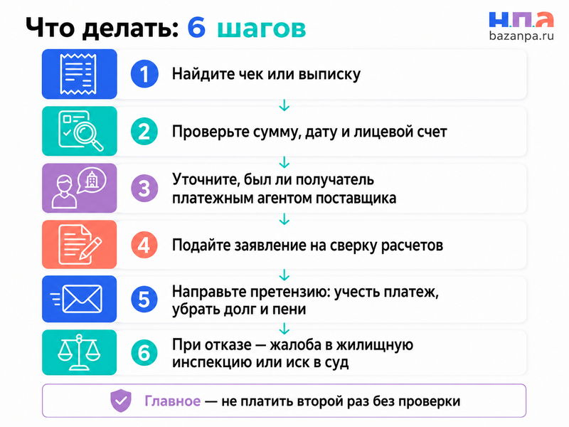 Платежный агент принял оплату за ЖКХ, но не перечислил поставщику как доказать оплату и убрать долг