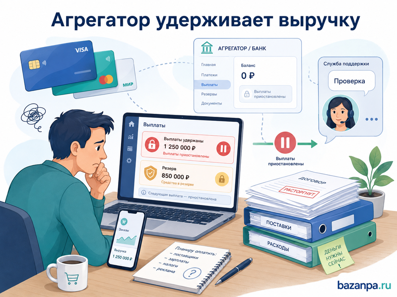 Платежный агрегатор или эквайер удерживает выручку и резерв после прекращения договора