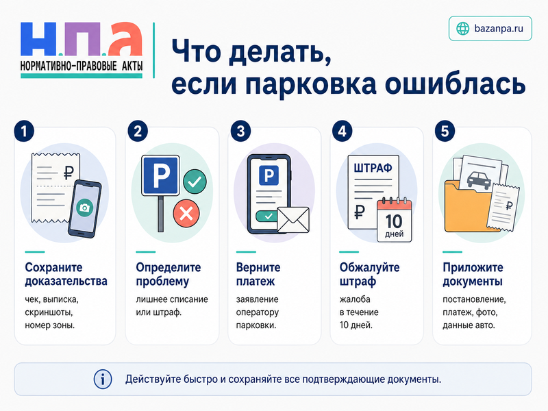 Платная парковка или паркомат ошибочно списали деньги либо выписали штраф как вернуть платеж