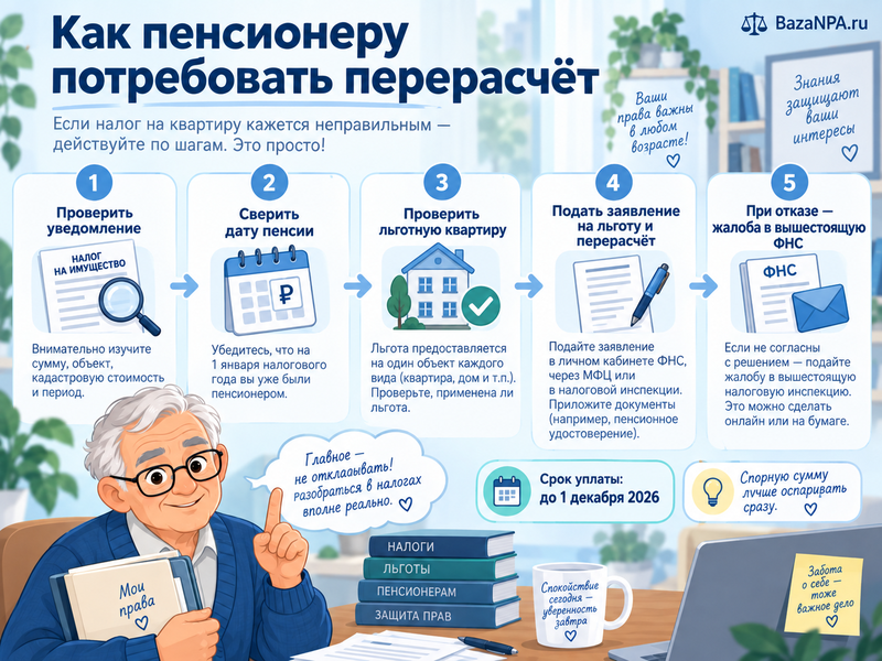 Почему пенсионеру пришёл налог на квартиру в 2026 году