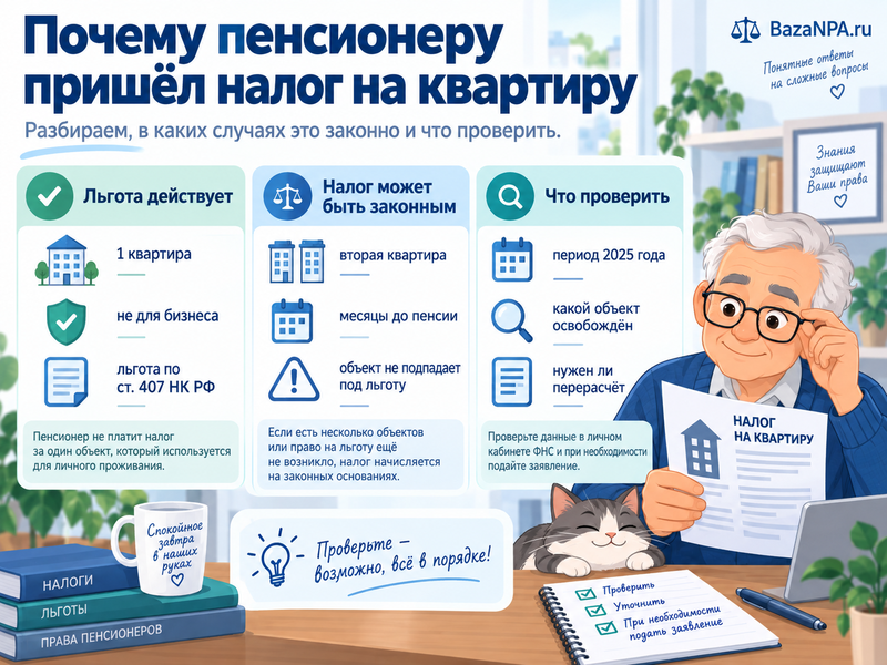 Почему пенсионеру пришёл налог на квартиру в 2026 году