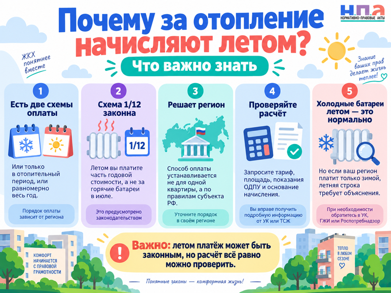 Почему за отопление начисляют летом