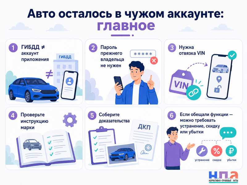 Подержанный автомобиль остался привязан к аккаунту прежнего владельца как получить доступ к приложению