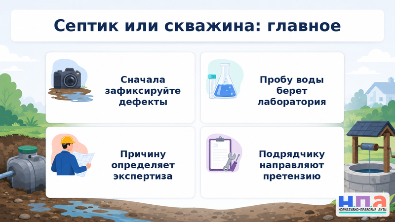 Подрядчик загрязнил участок или воду при монтаже септика и скважины
