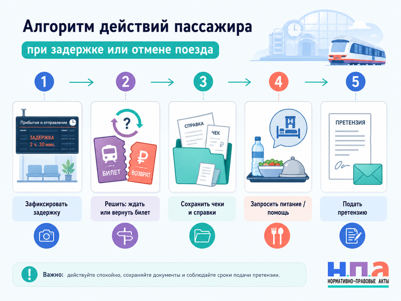 Поезд задержали или отменили возврат билета, питание, гостиница и компенсация пассажиру
