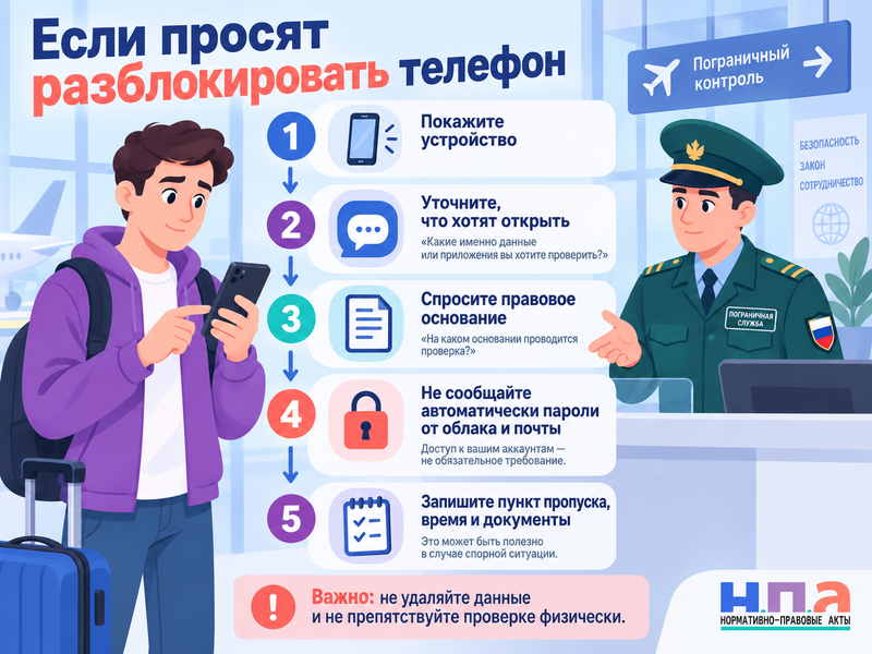 Пограничник требует разблокировать телефон - можно ли отказаться