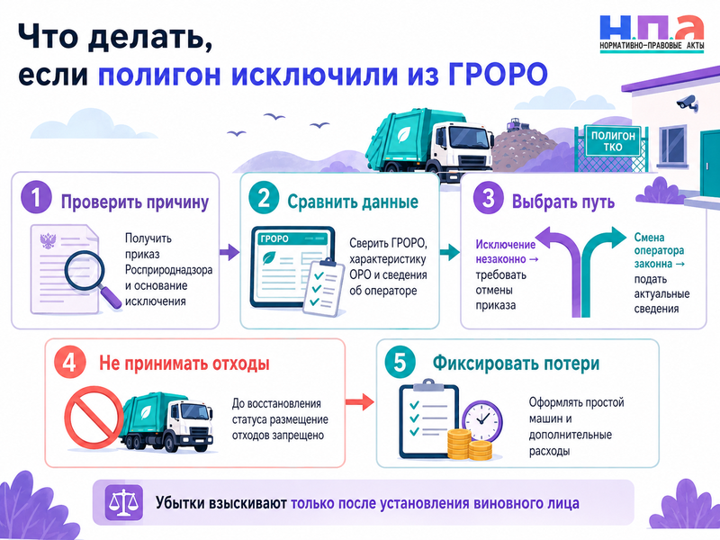 Полигон ошибочно исключили из ГРОРО или указали неправильного оператора как восстановить запись и взыскать простой