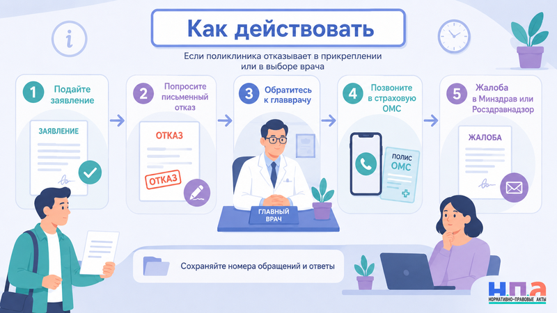 Поликлиника отказала в прикреплении или выборе врача законные причины и порядок жалобы