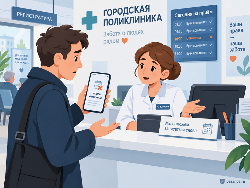 Поликлиника отменила запись к врачу обязаны ли дать новое время