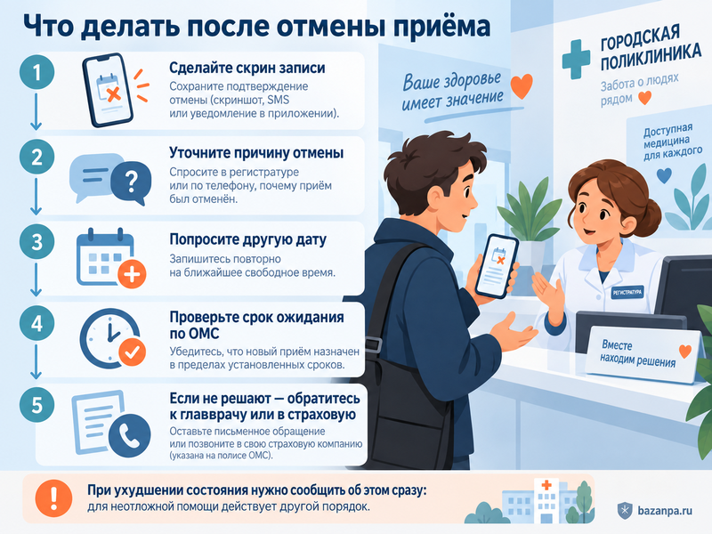 Поликлиника отменила запись к врачу обязаны ли дать новое время