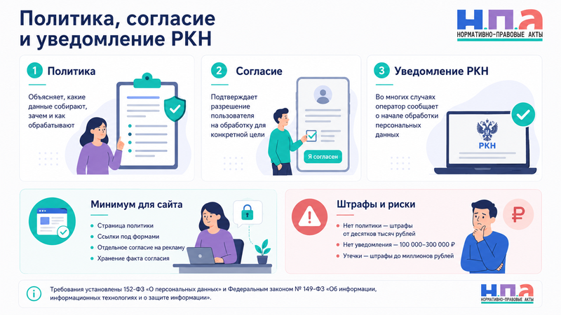 Политика обработки персональных данных на сайте: что написать и какие штрафы