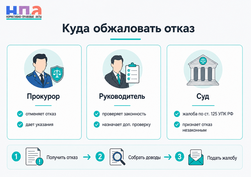 Полиция отказала в возбуждении уголовного дела как получить постановление и добиться повторной проверки