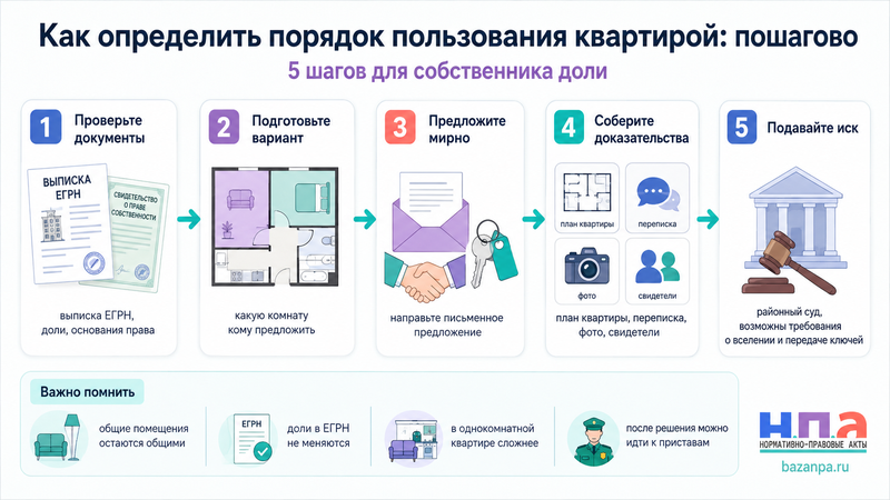 Пользование квартирой в долевой собственности как определить порядок через суд