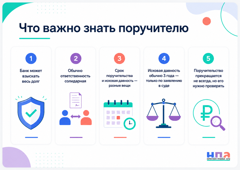 Поручитель по кредиту когда он отвечает за должника, как действует срок давности и когда поручительство прекращается