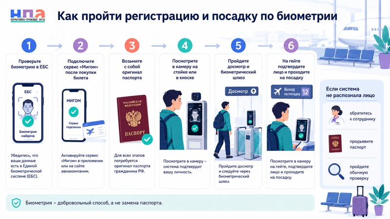 Посадка на самолет по биометрии в 2026 году