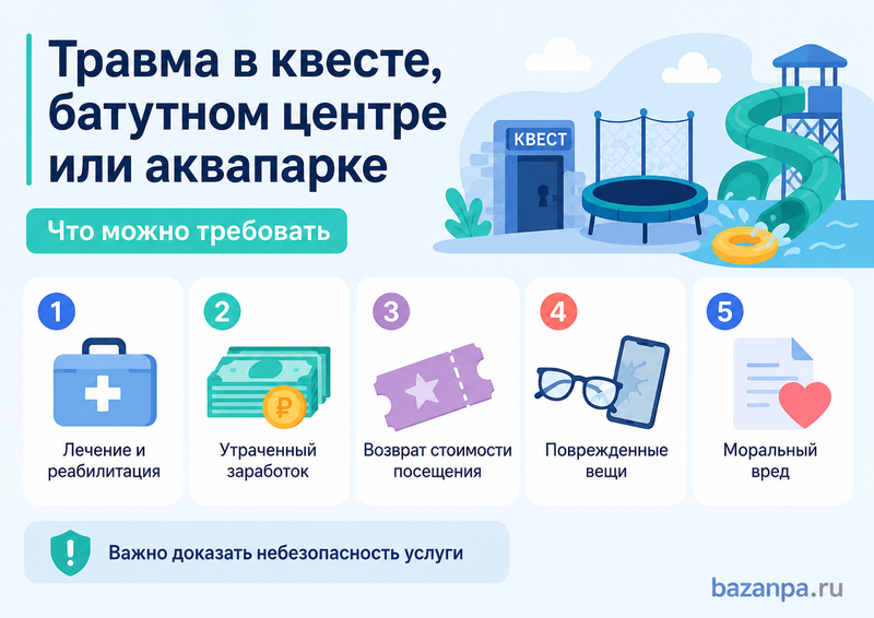 Посетитель получил травму в квесте, батутном центре, аквапарке или на аттракционе