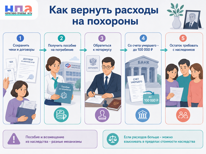 Пособие на погребение и расходы на похороны кто получает выплату и можно ли взыскать деньги из наследства