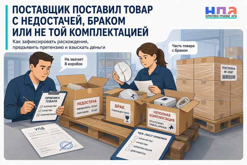 Поставщик поставил товар с недостачей, браком или не той комплектацией акт, претензия и суд между юрлицами